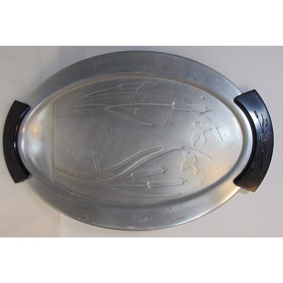 Server Tray West Bend Aluminum Platter Roaster Boiler Ducks Cat Tails Design VTG - Picture 5 of 13